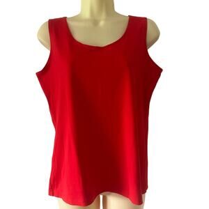 Chico’s 2 Woman Size 12 Red Nylon Knit Tank Top Wardrobe Basic Classic